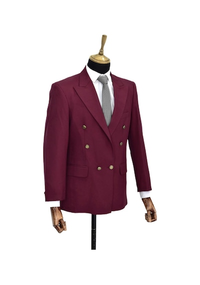Erkek Bordo Renk, Kruvaze Tek Ceket Sivri Yaka Bgl-krv001 Bordo