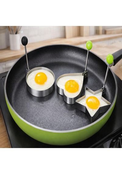 Kalp,yıldız,yuvarlak Şekilli Yumurta Kalıbı Saplı Saplı Omlet Ve Pancake Şekillendirici Kalıp Yapışmaz Genel