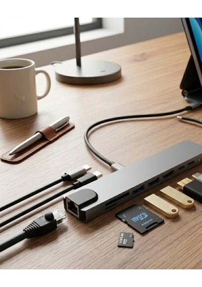Type-c Çoklu Port Hub 8 Port Usb Hdmı Sd Kart Ethernet Adaptör 4k
