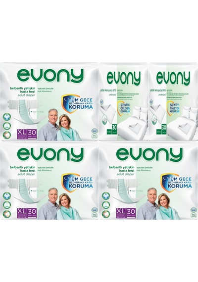 Evony Hasta Bezi Yetişkin Belbantlı Xl90 Adet+yatakkoruyucu 6adet XL
