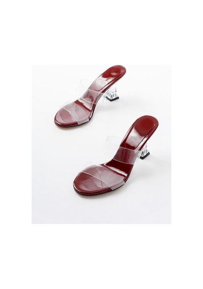 Alemdarshop S-618 Bordo Rugan Tek Bantlı Topuklu Kadın Terlik