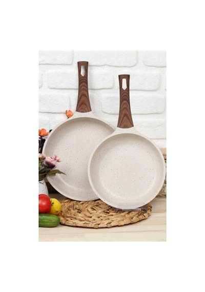 Granit 2'li Tava Seti, 24+28 Cm, Krem Rengi Çok Renkli