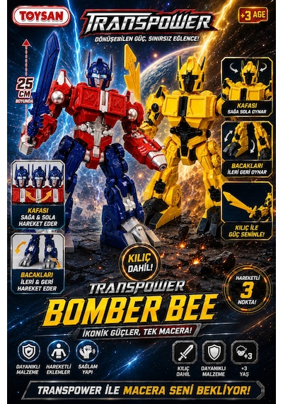Transformer Optimus Prime / Bumble Bee Robot Oyuncak 2'li Set