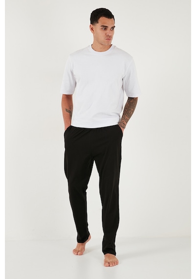 Buratti Pamuklu Regular Fit Normal Bel Düz Paça Cepli 2'Li Paket Erkek Pijama Altı 6574003S2 Lacivert-Siyah