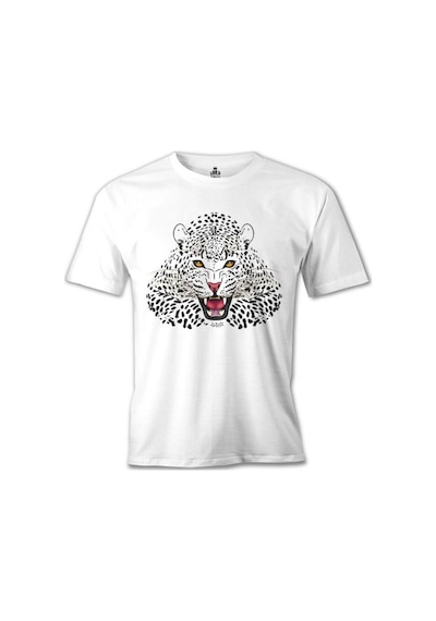 Beyaz Leopar Beyaz Erkek Tshirt