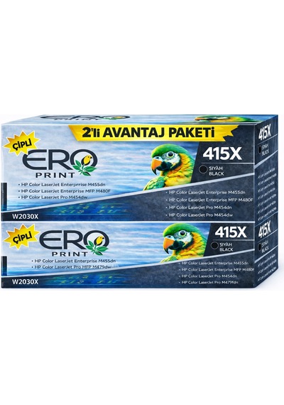 Hp 415x - W2030x Uyumlu Toner - 7500 Sayfalık Çipli Siyah Toner - 2'li  Paket