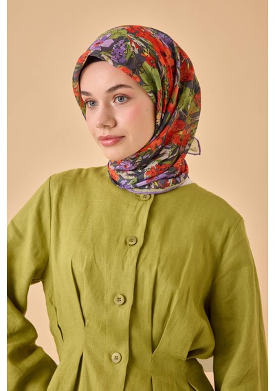 Silk Home Soft Eşarp 73088-20 Füme, Turuncu, Mor, Yeşil, Sarı