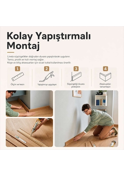 Linela Suya Dayanıklı Pvc Süpürgelik 8 Cm - Açık Gri - Lnl413
