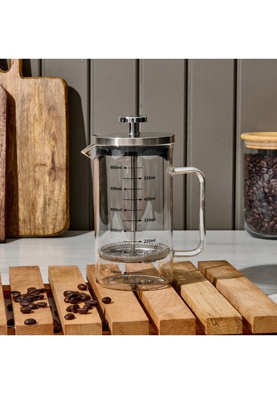 Tohanaa Çelik Kapaklı French Press - Gri / Şeffaf - 600 Ml Çok Renkli