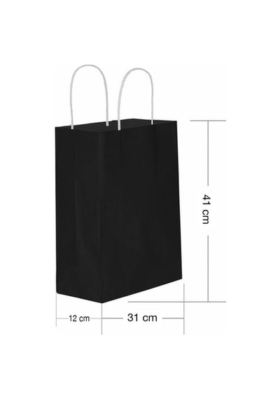Roll-up Kraft Çanta Siyah Büyük Boy 31x41cm 25 Adet 6'li Paket