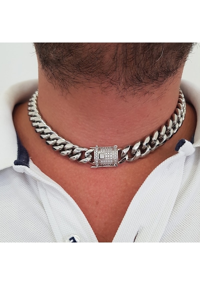 Chavin 46 Cm. 14 Mm. Taşlı Çelik Bayan Zincir Kolye Ep08