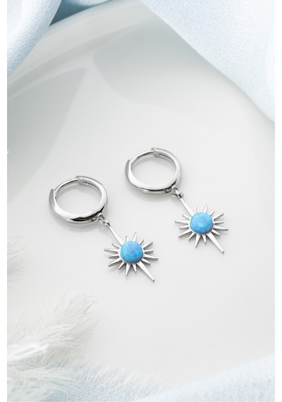 Çekirdekjewelry 925 Ayar Gümüş Rodyum Kaplama Opal Taşlı Küpe Gri