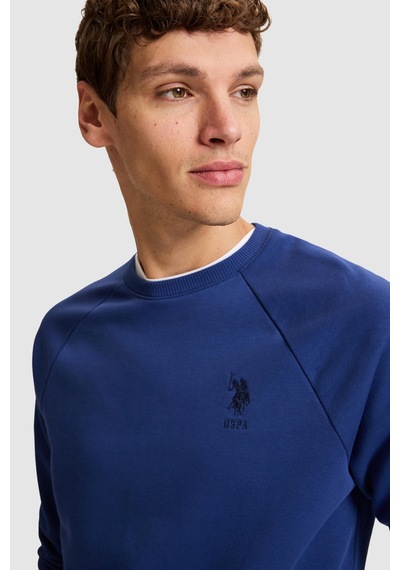 U.S. Polo Assn. Erkek İndigo Bisiklet Yaka Regular Fit Basic Sweatshirt 50329441-vr028 Indigo