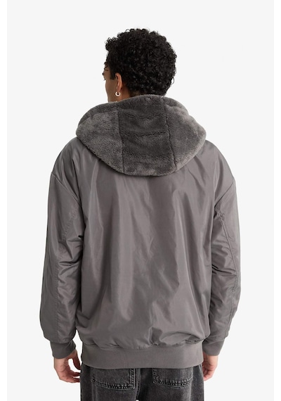Defacto Su İtici Oversize Fit Geniş Kalıp Kapüşonlu Çift Taraflı Fermuarlı Cepli Mont F5721ax25wngr311 Gri-gr311