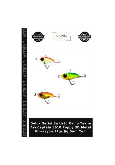 Delux Serisi Su Üstü Kamp Tekne Avı Captain 3610 Poppy 3d Metal Vibrasyon 17gr Jig Suni Yem
