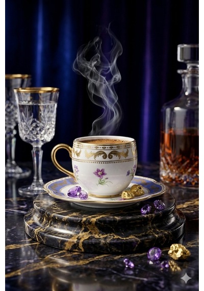 Acar Jasmine 6 Kişilik Porselen Kahve Fincan Takımı - 90 Ml Beyaz