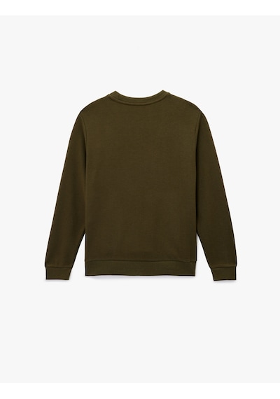 Koton Regular Fit Uzun Kollu Bisiklet Yaka Baskılı Sweatshirt Haki 6wam70200mk Haki