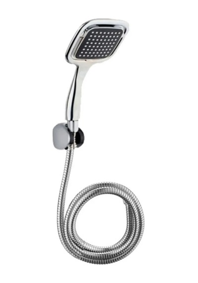 Siyah Duş Seti El Duşu Başlığı Spiral Hortum Ve Duvar Askısı Banyo Duş Seti Gümüş