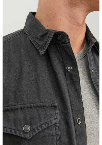 Jack & Jones Erkek Jjesheridan Dar Kesim Kot Gömlek 12138115 Siyah