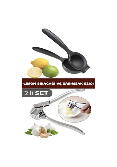 Lüx 2 Li Set Limon Naranciye Sıkacağı Ve Sarımsak Ezici Çelik Diğer