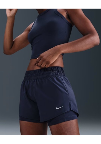 Nike One Dx6012-410 Kadın Dri-fıt Orta Bel Taytlı Şort - Midnight Navy Lacivert