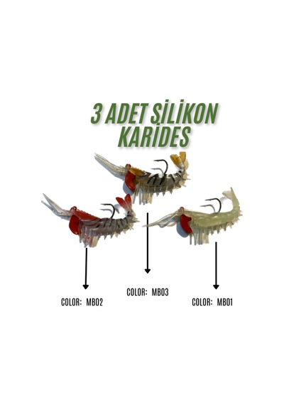 3 Renk Görünümlü Silikon Karides 13 Gram