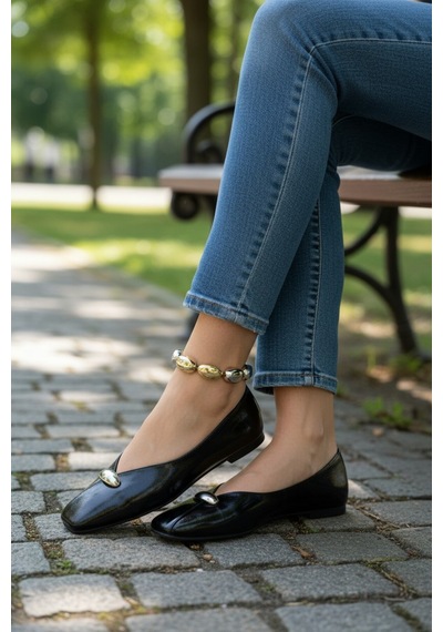 Aska Shoes Shoes Günlük Tokalı Babet 2025aska003 Siyah