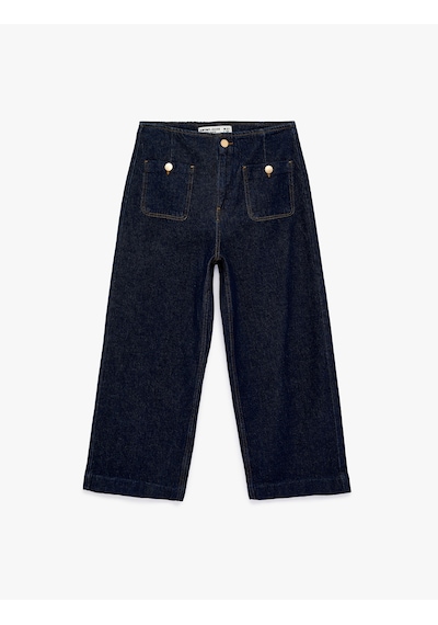Koton Pamuklu Cepli Normal Bel Culotte Pantolon - Culotte Jeans Koyu İndigo 7wal40032md Indigo Koton Pamuklu Cepli Normal Bel Culotte Pantolon - Culotte Jeans Koyu İndigo 7wal40032md Indigo