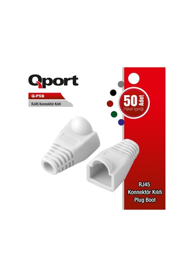 Qport Q-P5B Rj45 Konnektör Kilifi 50Li Paket Beyaz