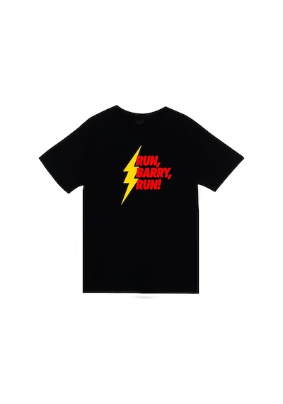 Unisex Siyah Run Barry Run Baskılı Tişört SIYAH