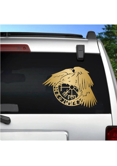 Viking Kuzgun Pusulası - Araba Oto Motosiklet Karavan Cam Sticker - 00287 50x37 Cm