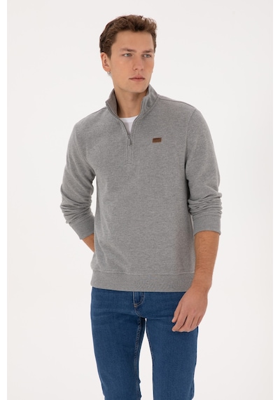 U.S. Polo Assn. Erkek Regular Fit Yarım Fermuarlı Gri Melanj Basic Sweatshirt 50313802-VR086 U.S. Polo Assn. Erkek Regular Fit Yarım Fermuarlı Gri Melanj Basic Sweatshirt 50313802-VR086