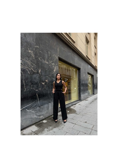 Unika Boutique Crop Yelek Pantolon Takım siyah