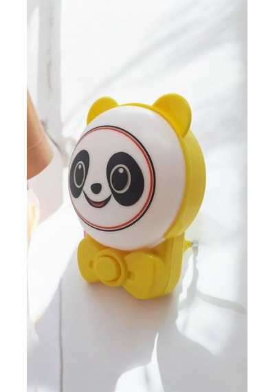 Sevimli Panda Bebek Çocuk Odası Gece Lambası, Prize Tak Çalıştır Anahtarlı, 2 Watt Beyaz Işık Ledli Sarı