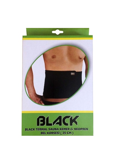Black Black 25x120 Cm Termal Sauna Kemer Neopren Bel Korsesi