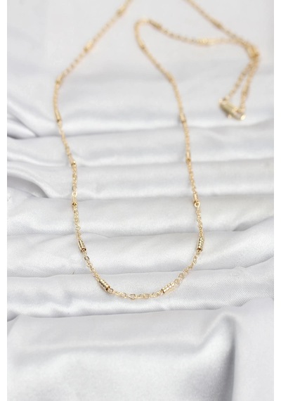 Ceylan Adam Cm 14k Gold Renk Bar Zincir Model 60 Cm Kadın Kolye Çok Renkli