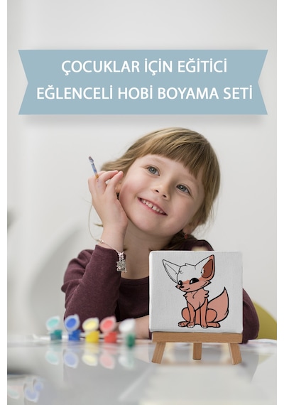 Sevimli Tilki Çocuk Eğitici Tuval Boyama Hobi Seti