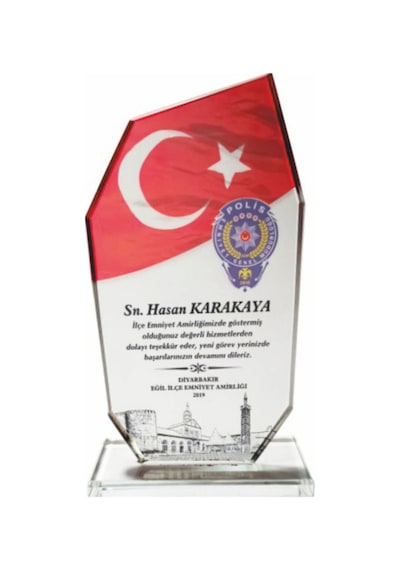 Kişiye Özel Cam Plaket Kristal Plaket 19,5x12x1 Cm
