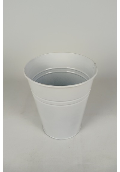 Konik Metal Saksı & Vazo - 25 Cm Dekoratif Çok Amaçlı Renkli Çiçeklik 25x23/15 Cm Beyaz