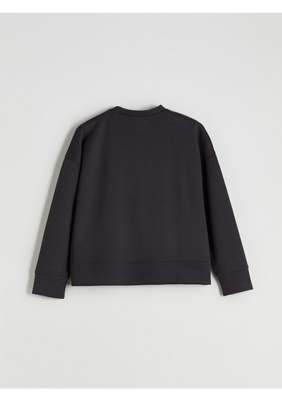 Lcw Vision Siyah Bisiklet Yaka Kadın Sweatshirt