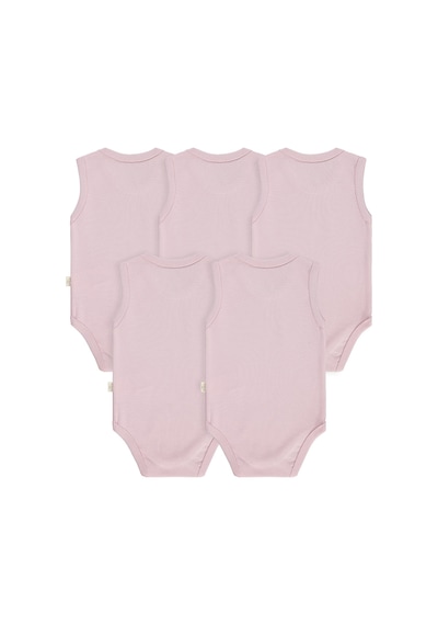Civil Baby Organik 5 Li Sıfır Kol Çıtçıtlı Badi - Pembe
