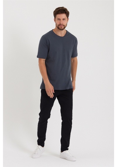 Tarz Cool Erkek V Yaka Slim Fit Likralı T-shirt Antrasit