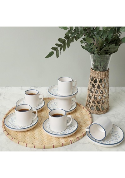Floral Waves Nordic Kahve Takımı 12 Parça 6 Kişilik 22669-71 Çok Renkli