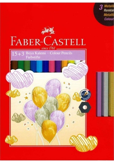 Faber Castell Kuru Boya Kalemi 15 Renk+3 Metalik Renk