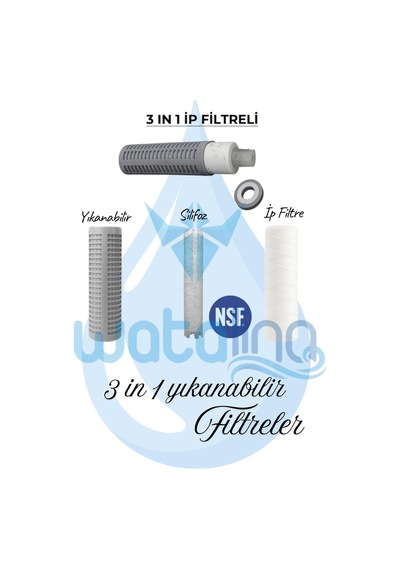 Ayrex Watalina 10 İnç Tekli Ön Filtrasyon Sistemi, 3in1 Kireç Tortu Klor Giderici Su Giriş Filtresi Diğer