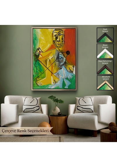 Çerçeveli Pablo Picasso - Adam Ve Çocuk Tablosu - Homme Et Enfant-7328