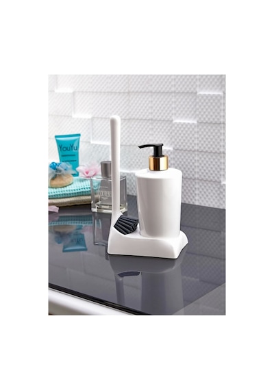 Buççin Online Mağaza Banyo Mutfak Sabunluk Organizer Fırça Set 4lü Silikon Beyaz Çok Renkli