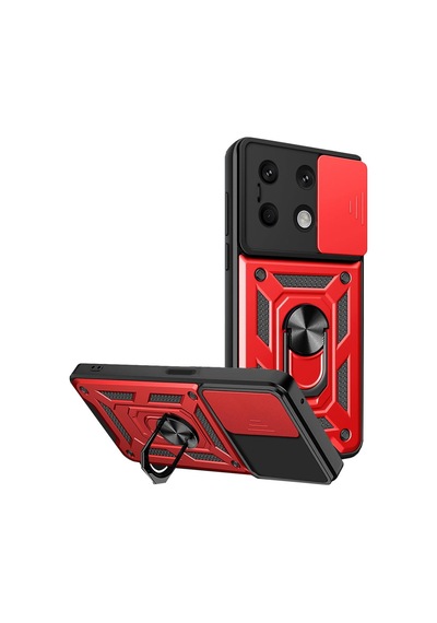 Xiaomi Redmi Note 13 4g Uyumlu Kılıf Pars Lens Yüzüklü Silikon - Kırmızı