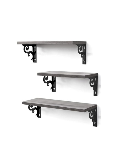 Duvar Rafı Kitaplık Mutfak Banyo Yaşam Alanı Metal Ahşap 3 Lü Set Raf Çok Renkli