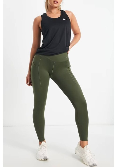 Nike Go Firm Support High Rise Full Length Kadın 6 Cepli Lazer Kesim Antreman Taytı Haki